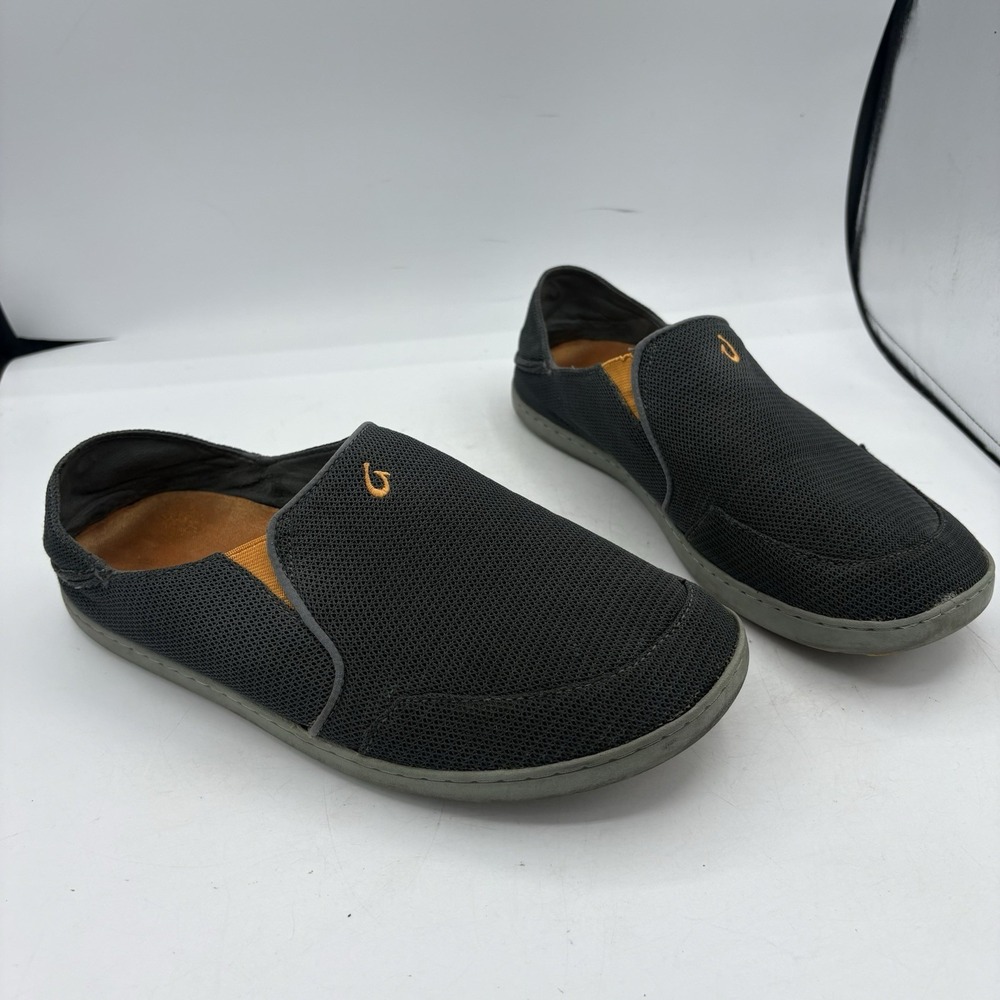Olukai Boat‎ Shoes Mens Size 9.5 Nohea Mesh Navy Blue Orange Slip On Slide
